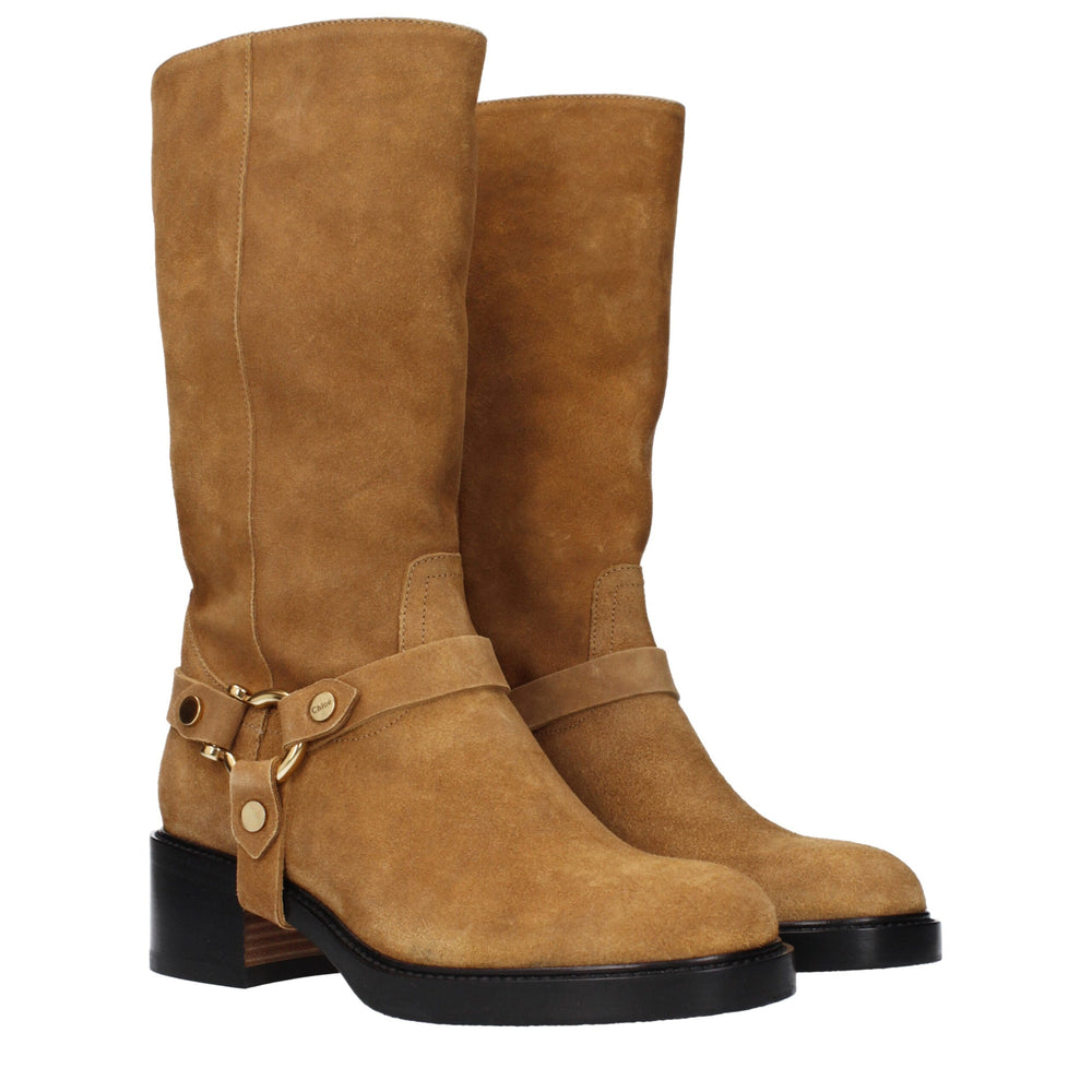 Chloé Brown Leather Ankle Boots