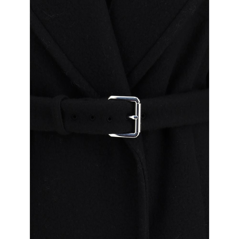 Max Mara Black Fleece Wool Coat