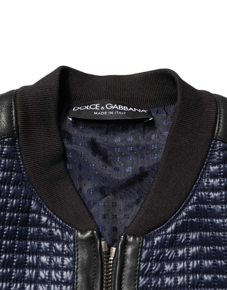 Dolce & Gabbana Blue Nylon Full Zip Bomber Men Jacket