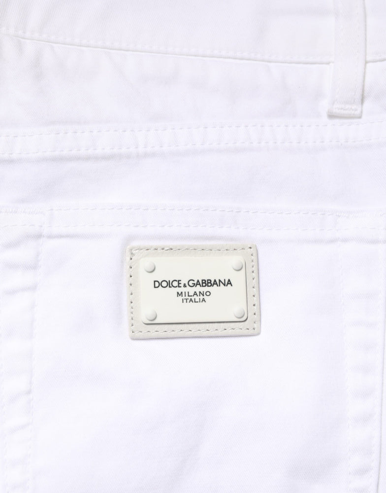 Dolce & Gabbana White Cotton Stretch Skinny Denim Men Jeans