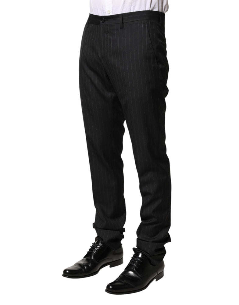 Dolce & Gabbana Black Stripes Wool Men Dress Trousers Pants