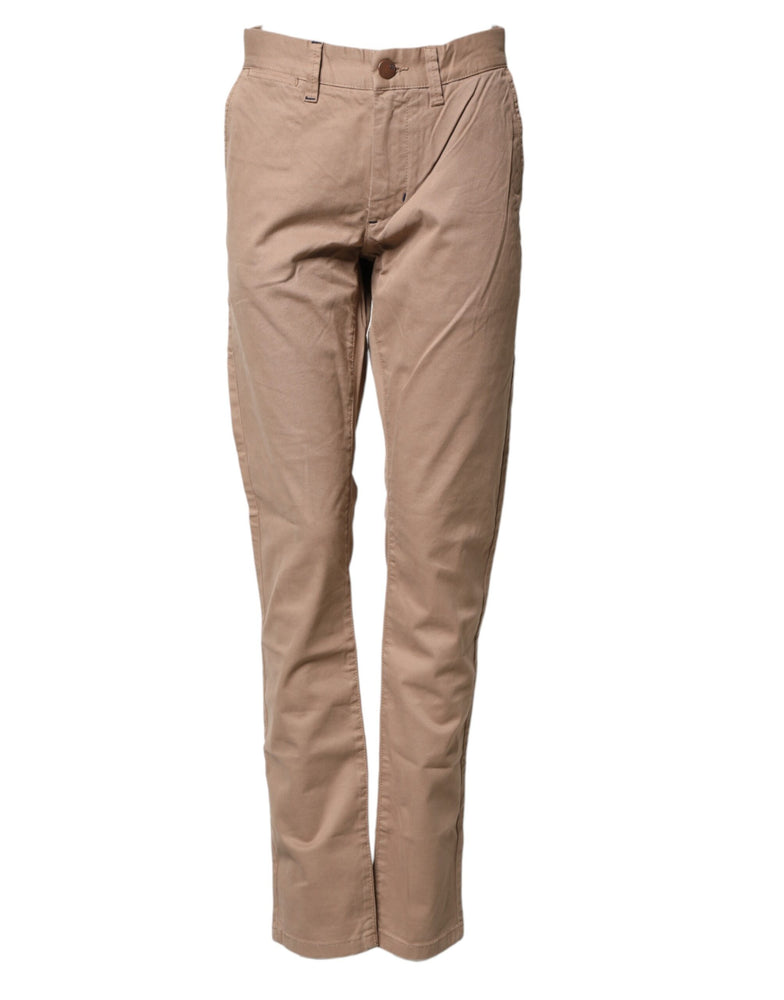 Sun68 Beige Cotton Mid Waist Straight Men Chino Trouser Pants