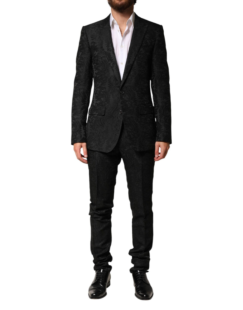 Dolce & Gabbana Black Brocade Single Breasted 2 Piece Suit
