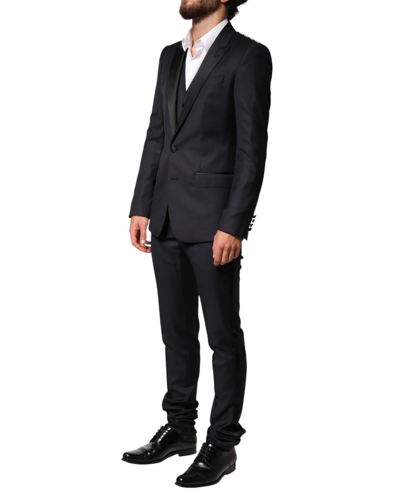 Dolce & Gabbana Black Wool Single Breasted 3 Piece Men Suit