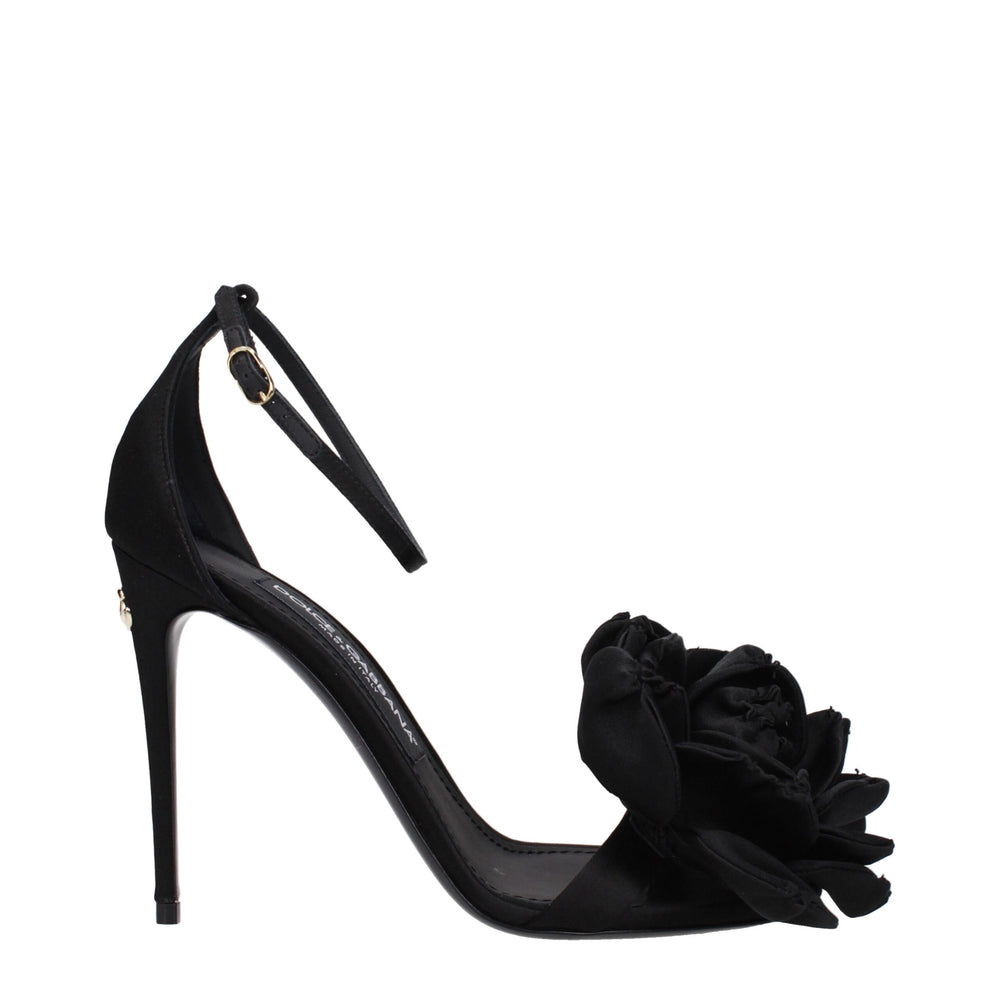 Dolce & Gabbana Black Satin Stiletto Heel Sandals