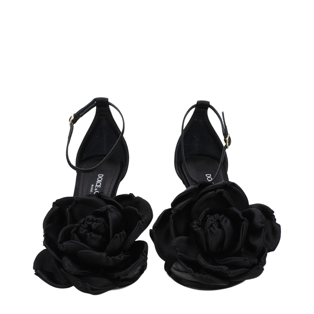 Dolce & Gabbana Black Satin Stiletto Heel Sandals