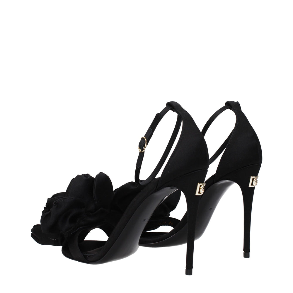 Dolce & Gabbana Black Satin Stiletto Heel Sandals