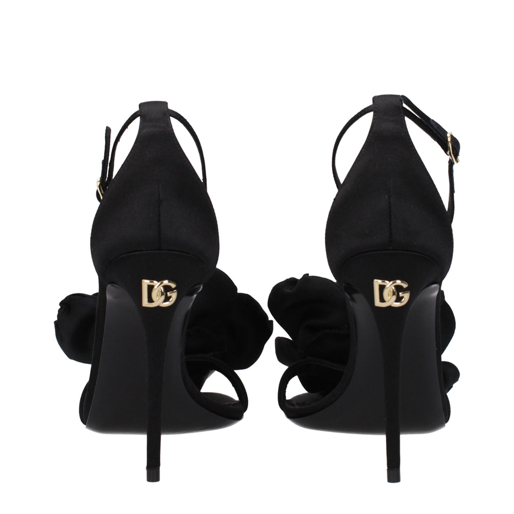 Dolce & Gabbana Black Satin Stiletto Heel Sandals