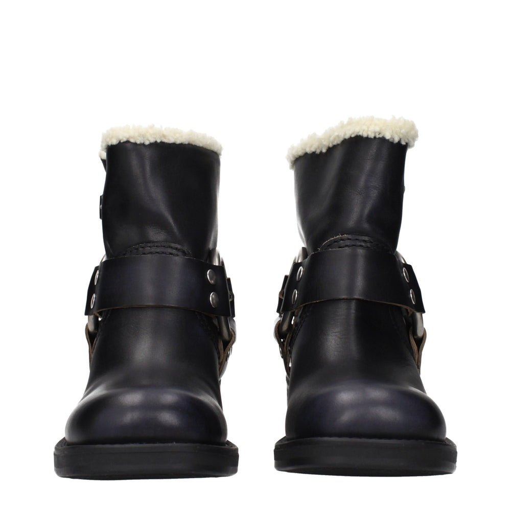 Miu Miu Black Leather Ankle Boots