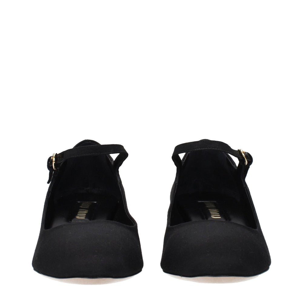 Miu Miu Black Fabric Mid Heel Pumps