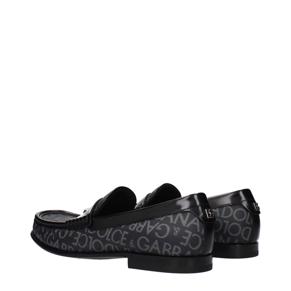 Dolce & Gabbana Black Fabric Slip-On Loafers