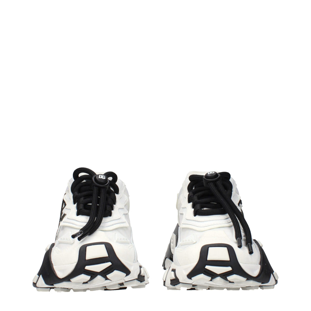Dolce & Gabbana White Fabric Athletic Sneakers