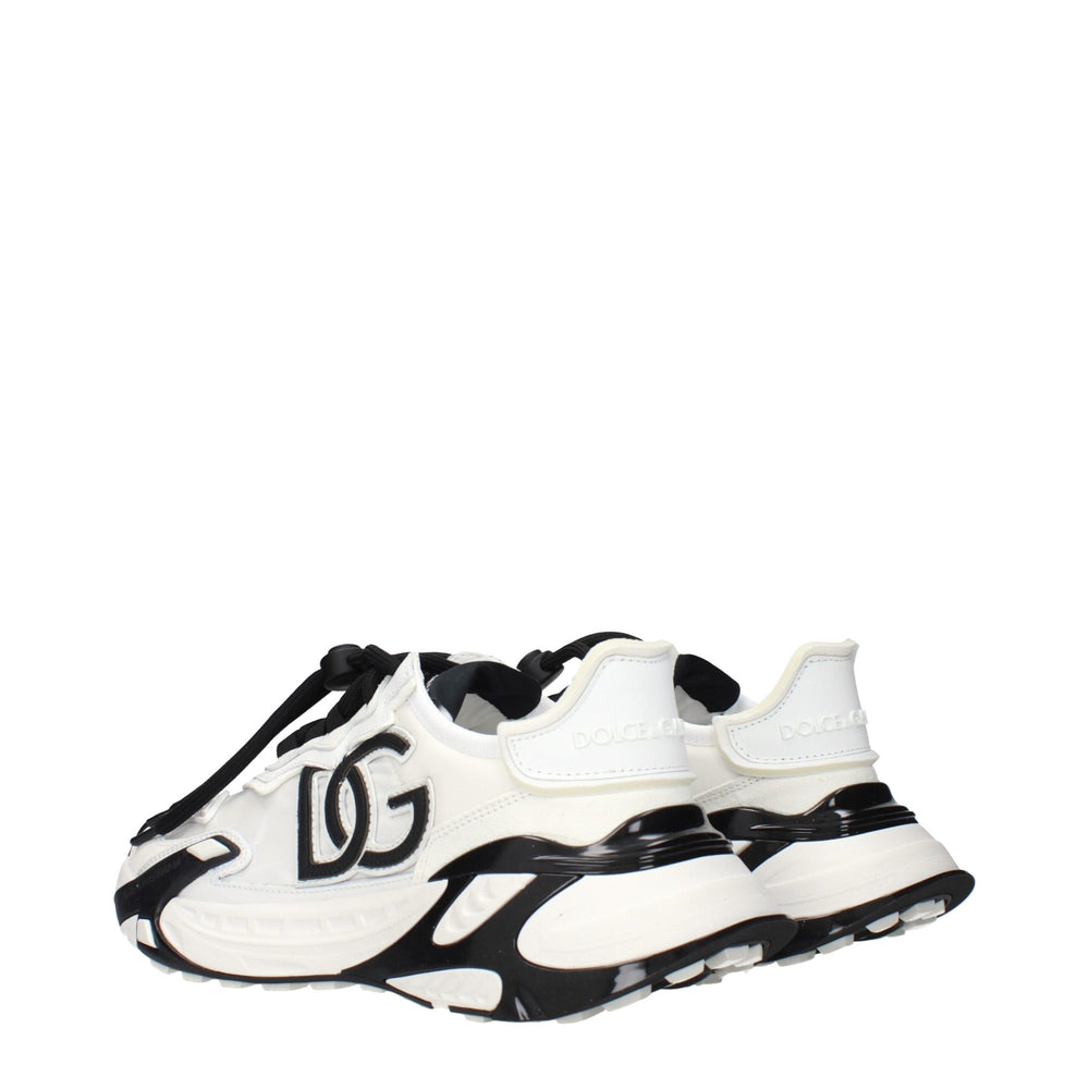 Dolce & Gabbana White Fabric Athletic Sneakers