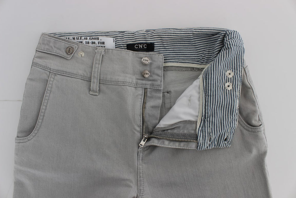 Costume National Pants Gray Cotton Blend Super Slim Fit Jeans
