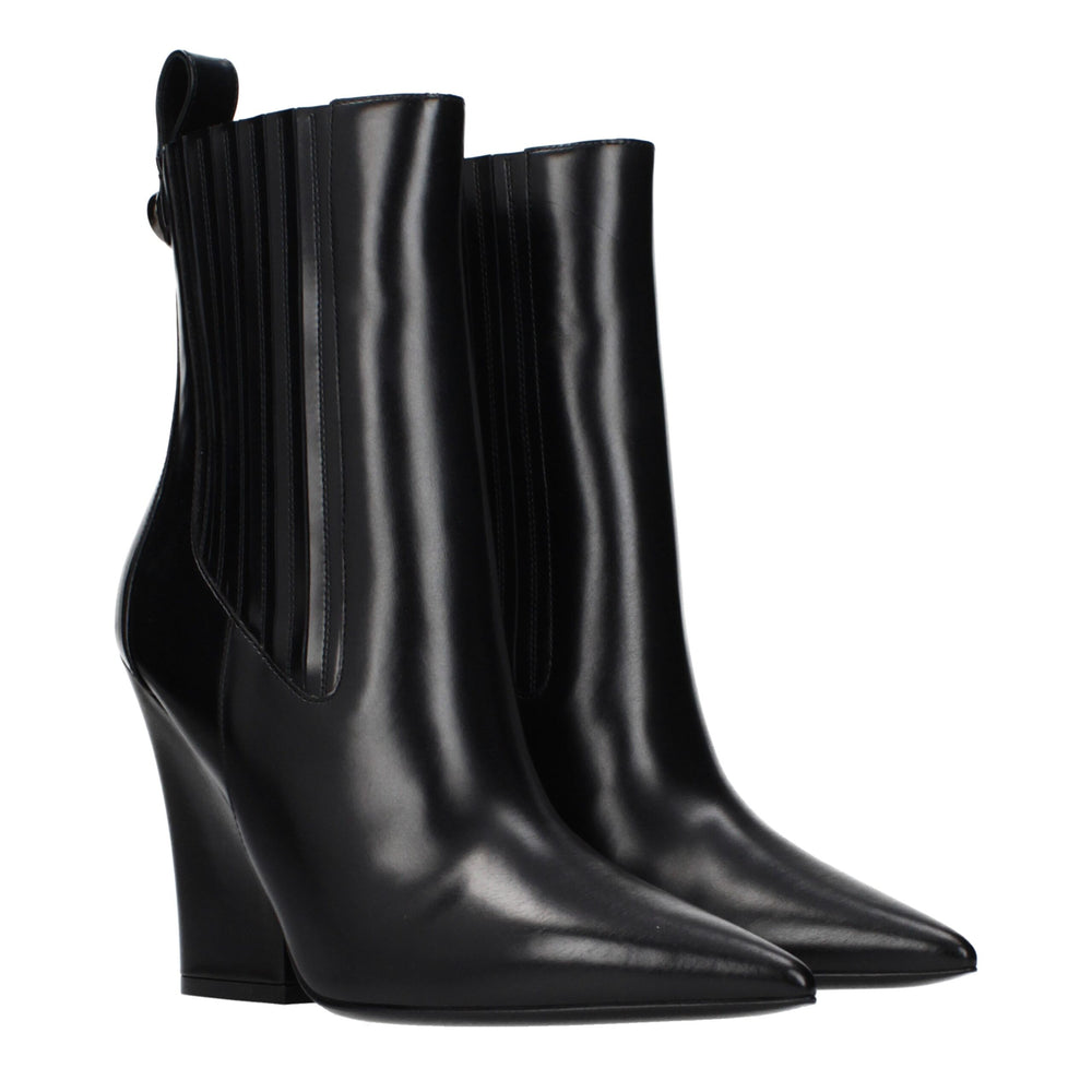 Valentino Garavani Black Leather Ankle Boots