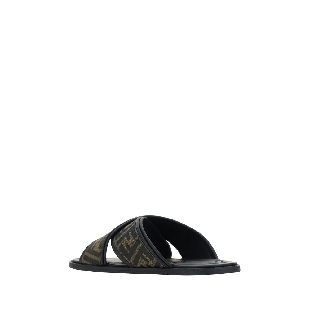 Fendi Black Rubber Slippers